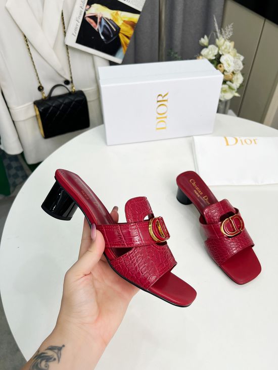 Christian Dior Crocodile Pattern Genuine Leather Lining Low Heel Pumps