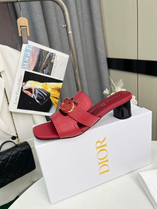 Christian Dior Genuine Leather Mid Heel Dress Pumps