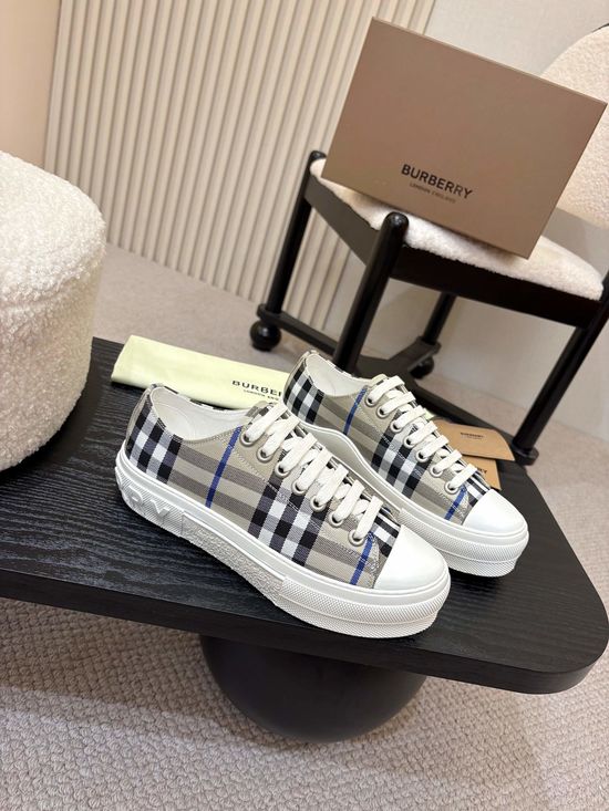 Burberry Classic Plaid Pattern Casual Lace Up Comfort Shoes