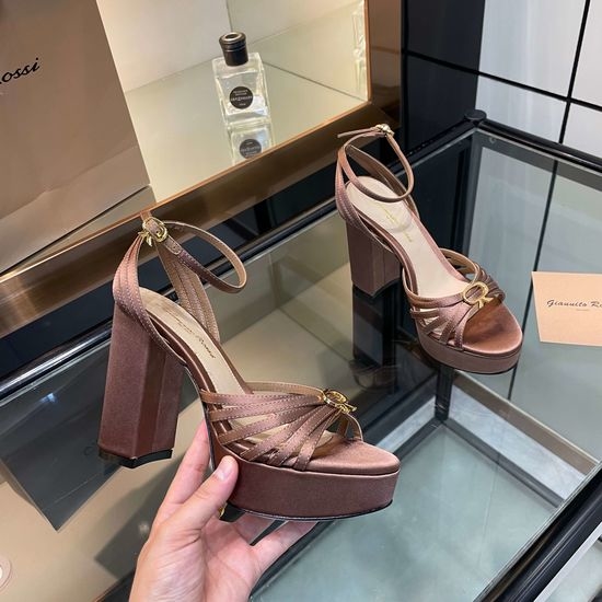 Gianvito Rossi Luxury Silk Platform Chunky Heel Dress Sandals