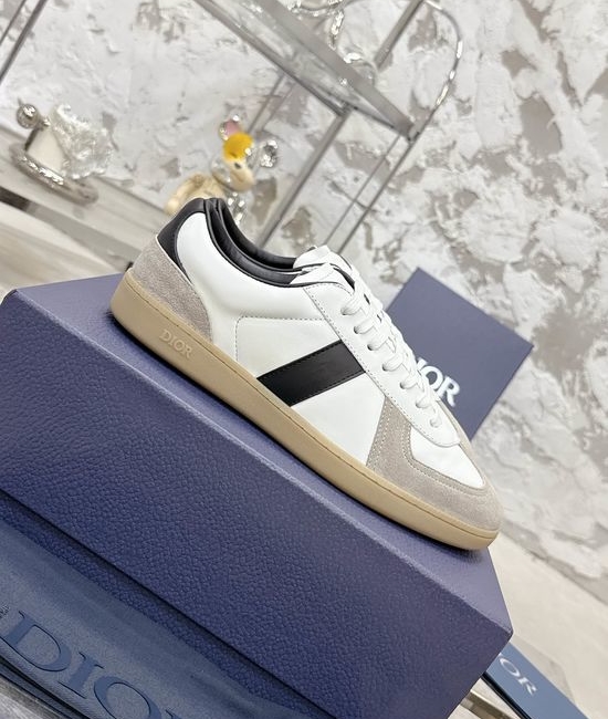 Christian Dior CD Genuine Leather Suede Casual Sneakers with Non-slip Sole