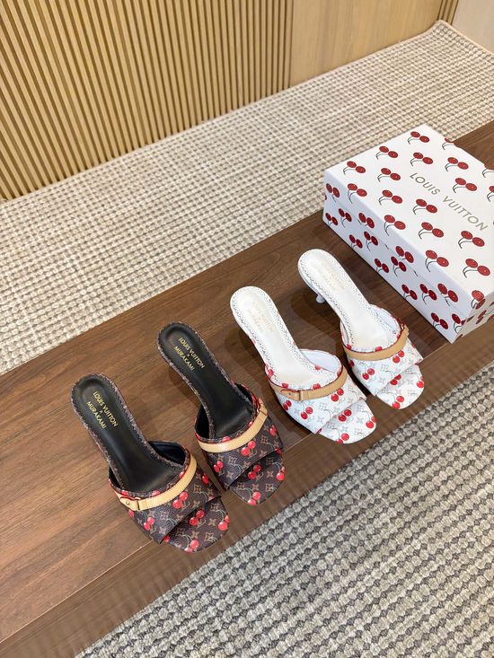 Valentino Cherry Decorative Heeled Shoes Soft Leather Lining Non Slip Sole
