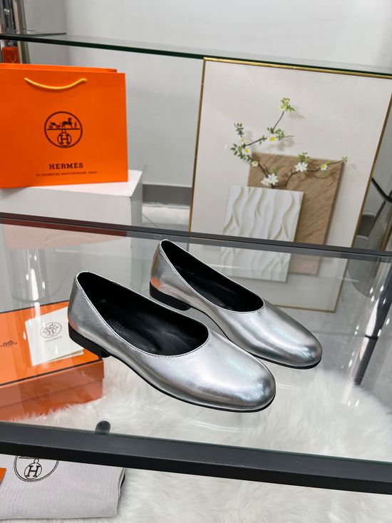 Hermes Silver Membrane Lambskin with Italian Leather Sole