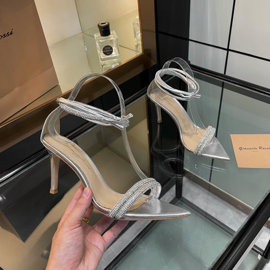 Gianvito Rossi Sparkling Rhinestone Pointed Toe High Heel Sandals