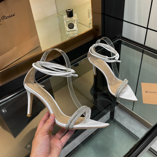 Gianvito Rossi Sparkling Rhinestone Pointed Toe High Heel Sandals