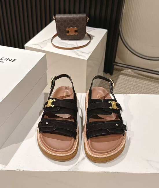 Celine Vintage Retro Leather Sandals Slip On Casual Footwear