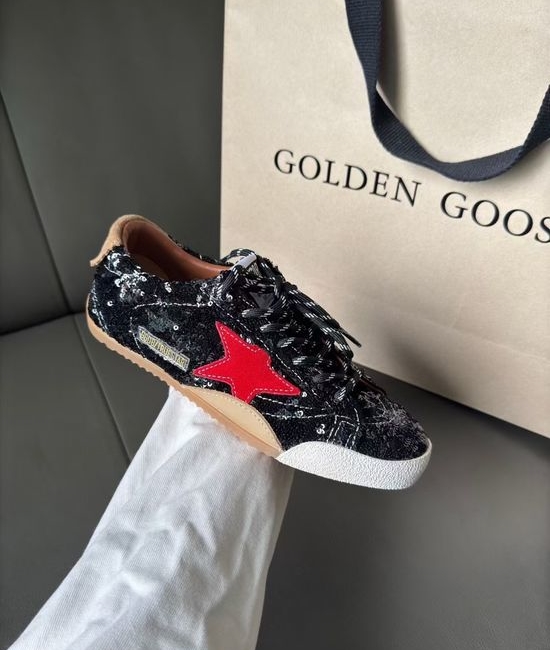 Golden Goose GGDB Red Star Black Sequin Comfortable Retro Casual Walking Shoes