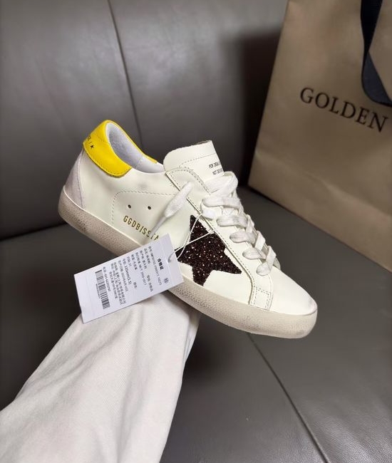 Golden Goose GGDB Premium Caramel Accent Distressed Sneakers Comfortable Casual Footwear