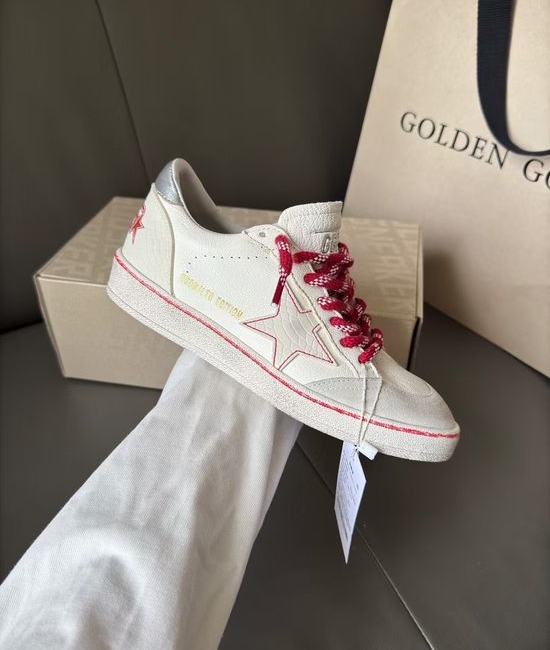 Golden Goose GGDB Vintage Distressed Casual Sneakers With Silver Accents