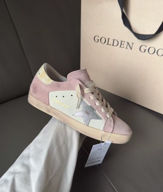 Golden Goose GGDB Pink Silver Vintage Distressed Comfortable Casual Daily Shoes