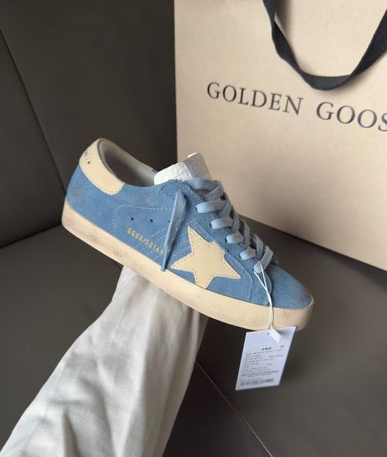 Golden Goose GGDB Blue Beige Star Vintage Distressed Leather Casual Shoes