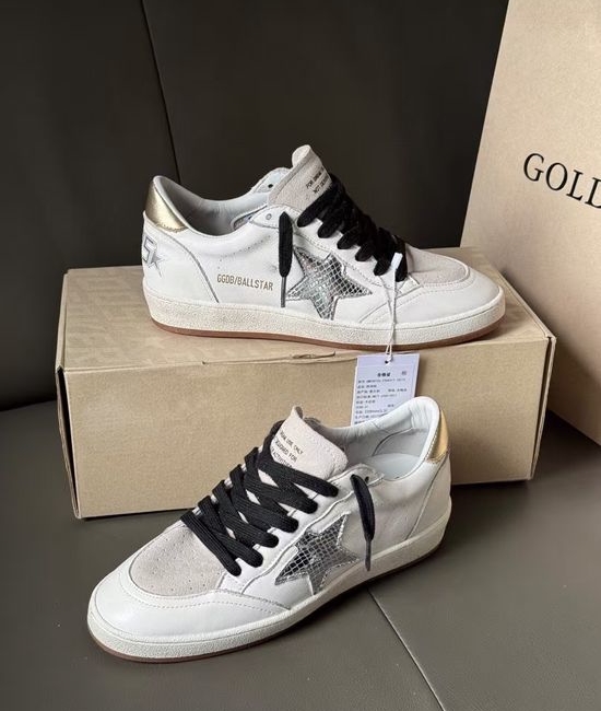 Golden Goose GGDB Premium Vintage Distressed Sneakers with Gold Heel Silver Star