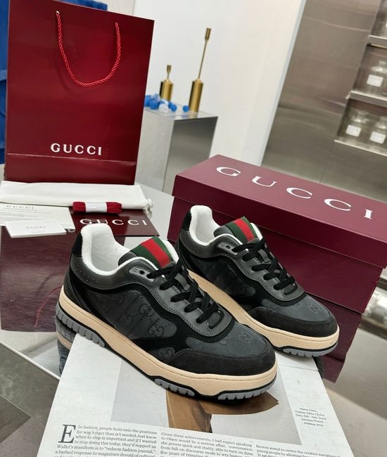 Gucci Vintage Distressed High Low Top Casual Leather Sneakers