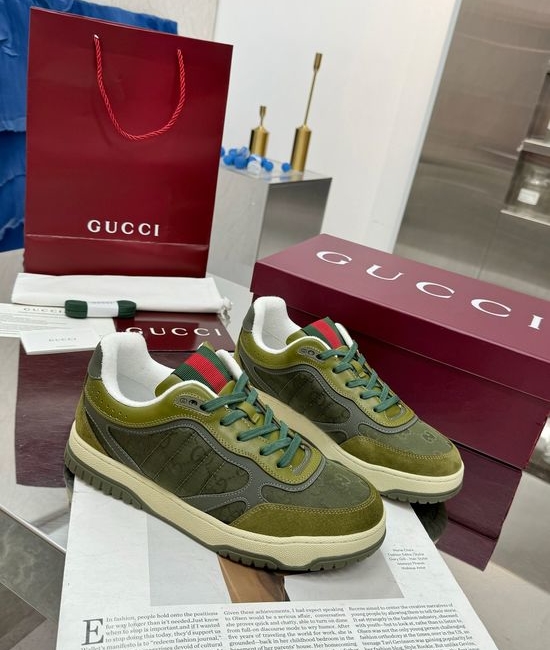 Gucci Vintage Distressed High Low Top Casual Leather Sneakers