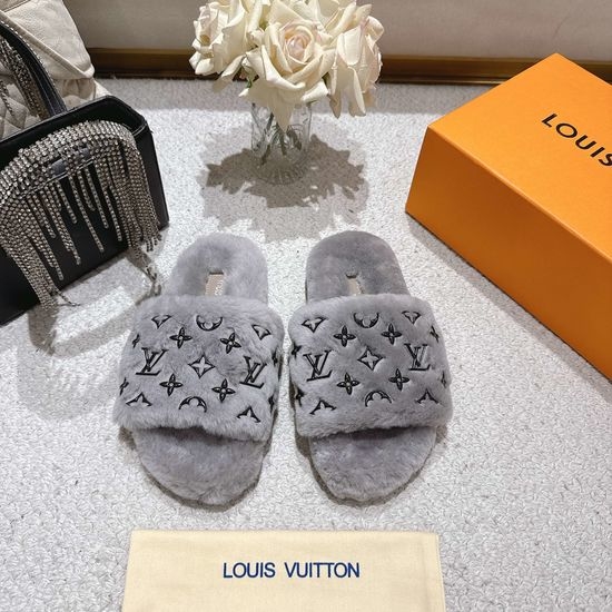 Louis Vuitton LV Warm Wool Lined Slippers Non Slip Soft Comfortable