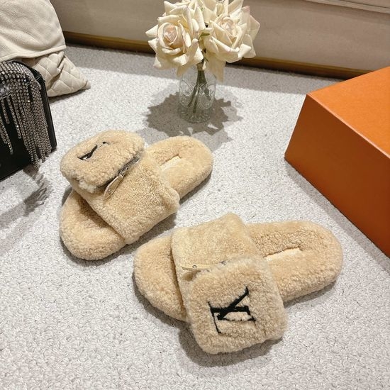 Louis Vuitton LV Soft Wool Slip-On Slippers Anti-Slip Comfortable Footwear