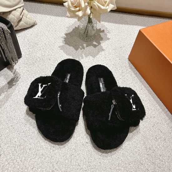 Louis Vuitton LV Soft Wool Slip-On Slippers Anti-Slip Comfortable Footwear