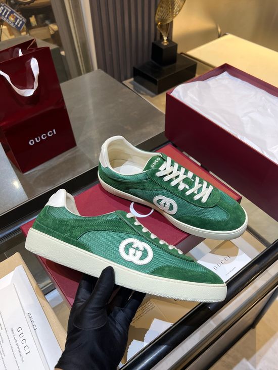 Gucci Premium Retro Casual Training Sneakers Durable Suede Leather Upper
