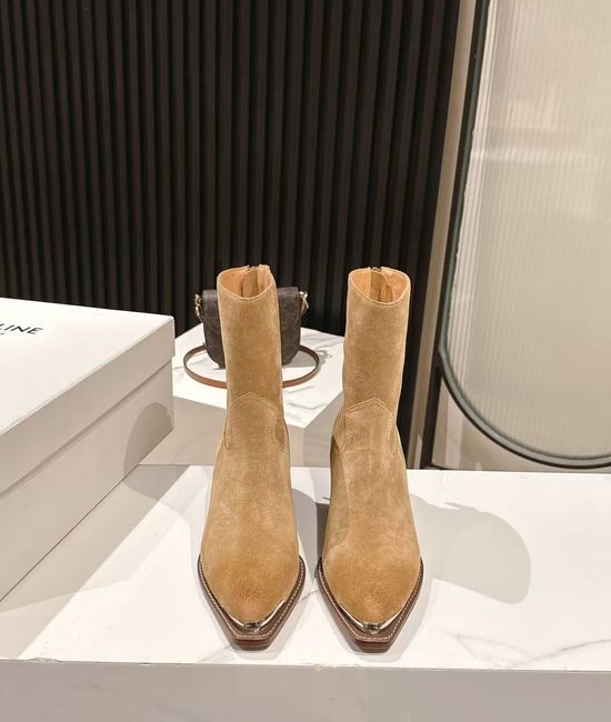 Celine Classic Logo Embellished Calfskin Ankle Boots