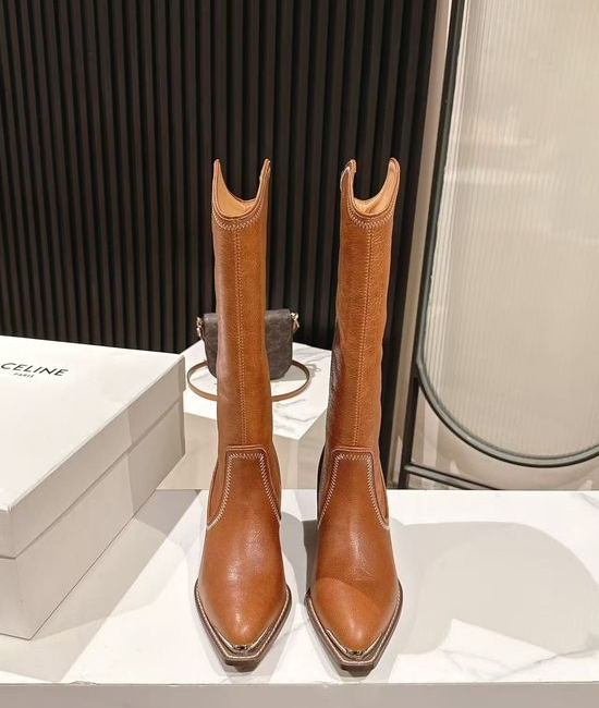 Celine High-end Logo Adorned Calfskin Ankle Boots