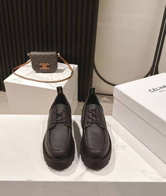 Celine Genuine Leather Comfort Slip-on Platform Loafers