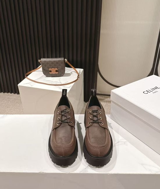 Celine Genuine Leather Comfort Slip-on Platform Loafers