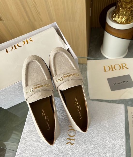 Christian Dior CD Classic Loafer Shoes with Decorative Buckle Leather Lining