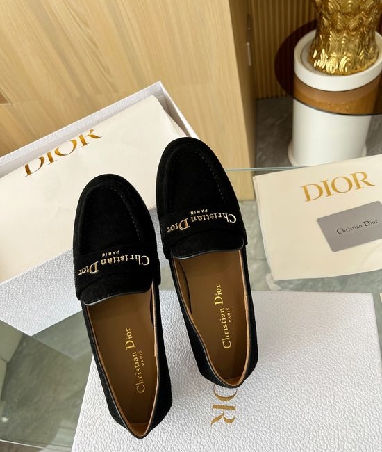 Christian Dior CD Classic Loafer Shoes with Decorative Buckle Leather Lining