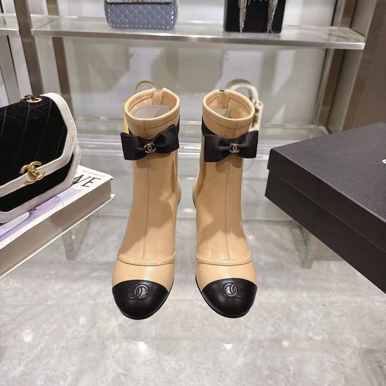 Chanel Classic Bow Decor Leather Comfort Heels