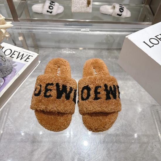 Loewe Premium Pure Wool TPU Sole Warm Fuzzy Slippers