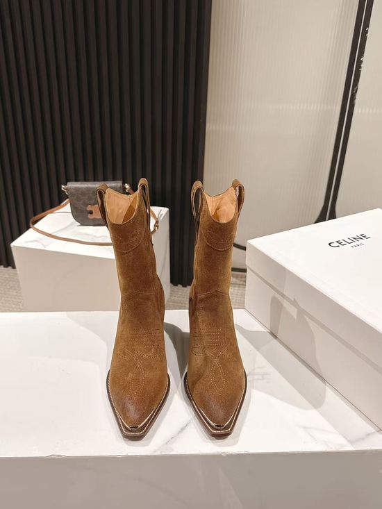 Celine Vintage Logo Decor Runway Style Ankle Boots