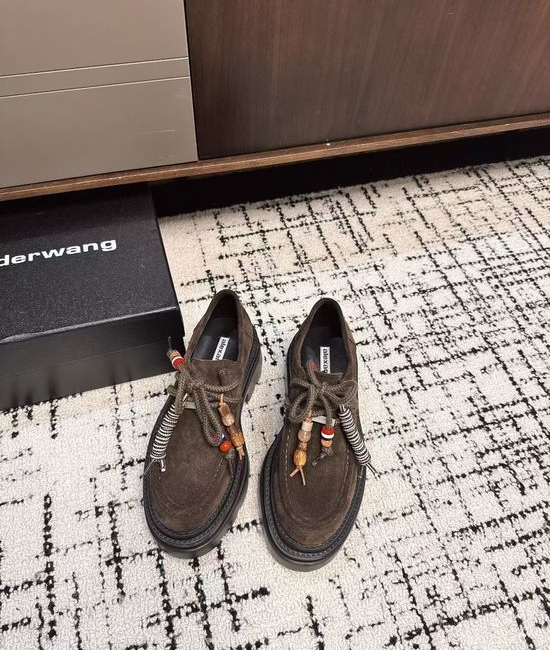Alexander Wang Suede Platform Loafers with Emblem Casual Comfortable Footwear