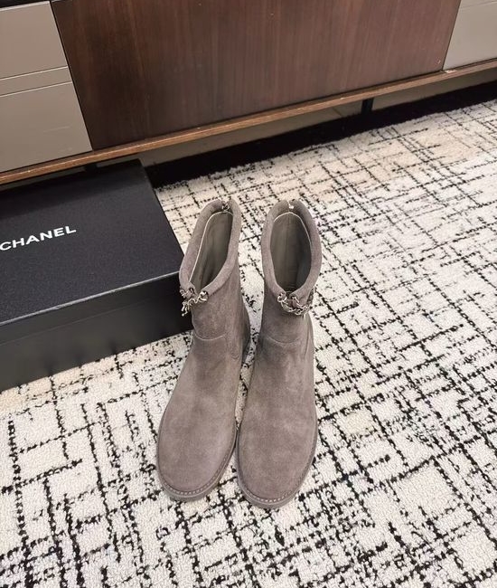 Chanel Suede Color Block Slip On Riding Ankle Boots