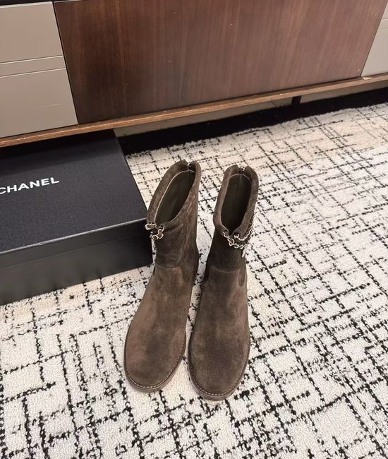 Chanel Suede Color Block Slip On Riding Ankle Boots
