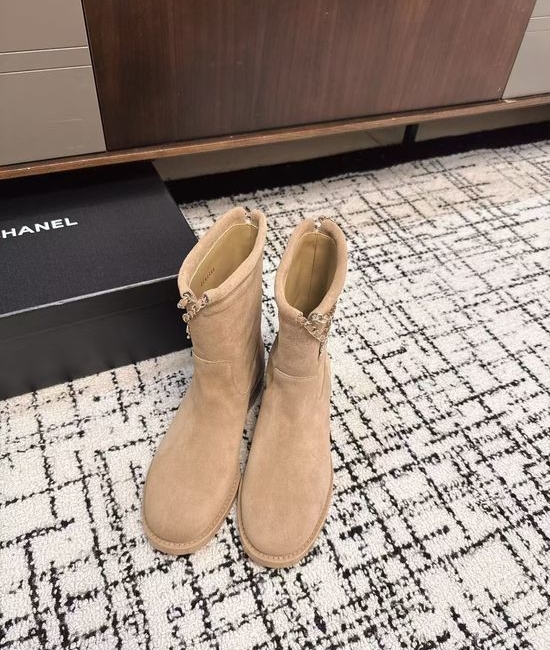Chanel Suede Color Block Slip On Riding Ankle Boots