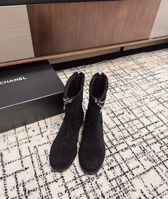 Chanel Suede Color Block Slip On Riding Ankle Boots