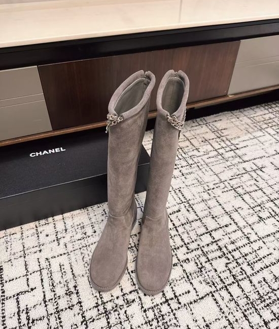 Chanel Suede Color Block Slip On Riding Ankle Boots