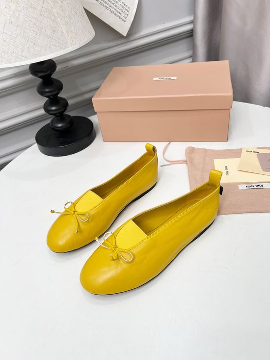 Miu Miu Soft Bowknot Mary Jane Leather Comfort Flats