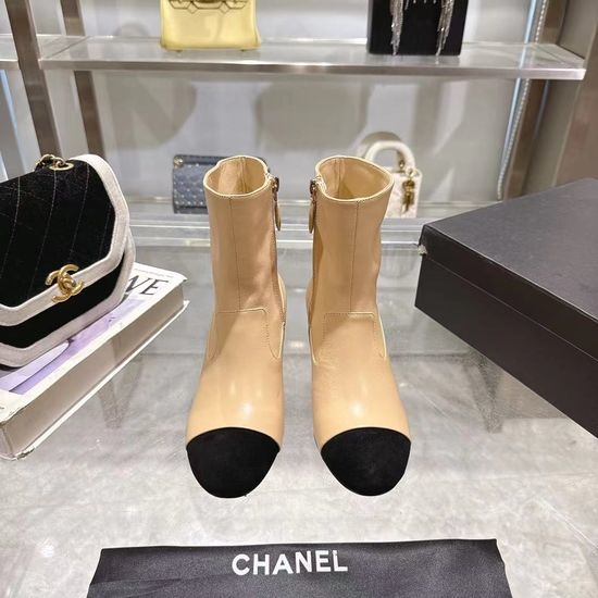 Chanel Elegant Stiletto Ankle Boots with Pearl Heel