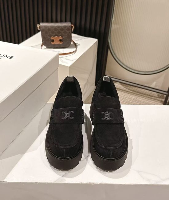 Celine Premium Leather Thick Sole Elevated Loafer Shoes
