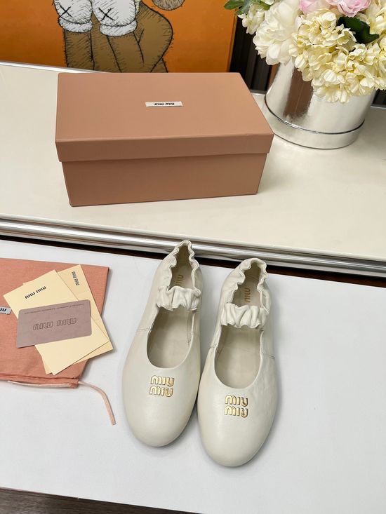 Miu Miu Soft Leather Bow Mary Jane Ballet Flats