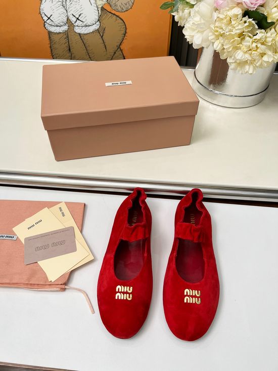 Miu Miu Soft Leather Bow Mary Jane Ballet Flats