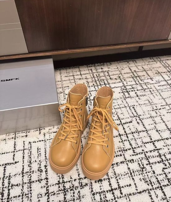 SMFK Cross Flower Thick Sole Casual Leather Ankle Boots
