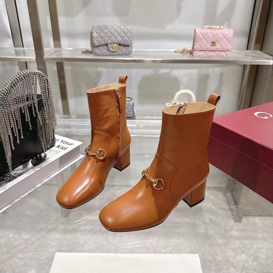 Gucci 8 Inch Cowhide Mid Calf Boots With Low Heel