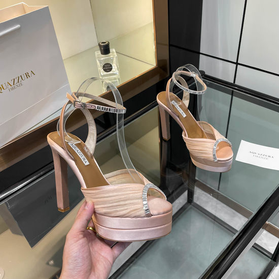 Aquazzura Rhinestone Silk High Heel Platform Sandals