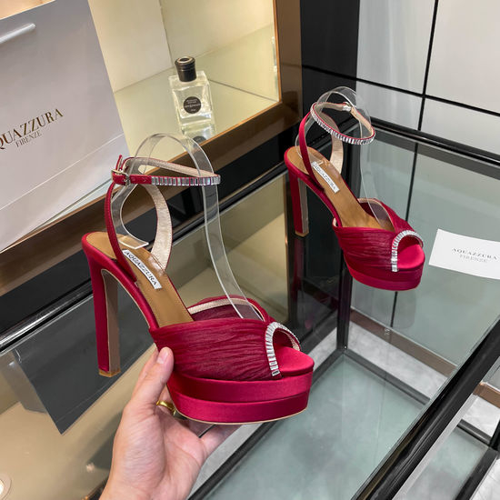 Aquazzura Rhinestone Silk High Heel Platform Sandals
