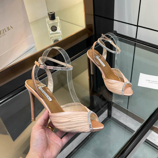Aquazzura Rhinestone Sheepskin High Heel Party Sandals