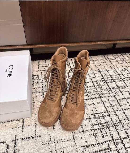 Celine Vintage Style Leather Ankle Boots With Logo Accent