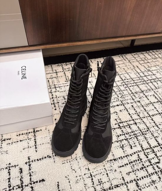 Celine Vintage Style Leather Ankle Boots With Logo Accent
