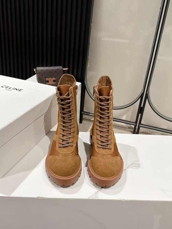 Celine Vintage Leather Ankle Boots with Logo Detail